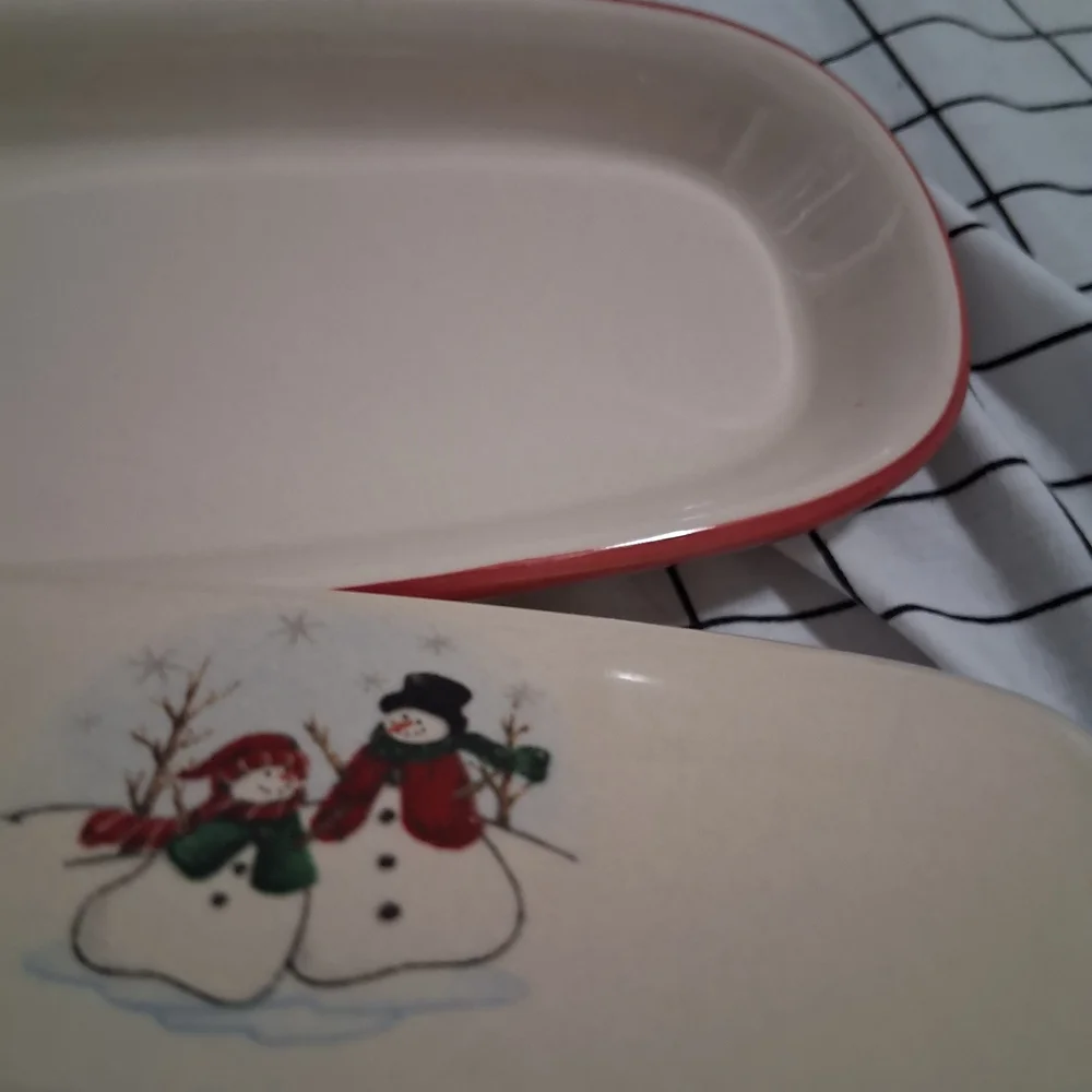 Cream and Red Butter Dish